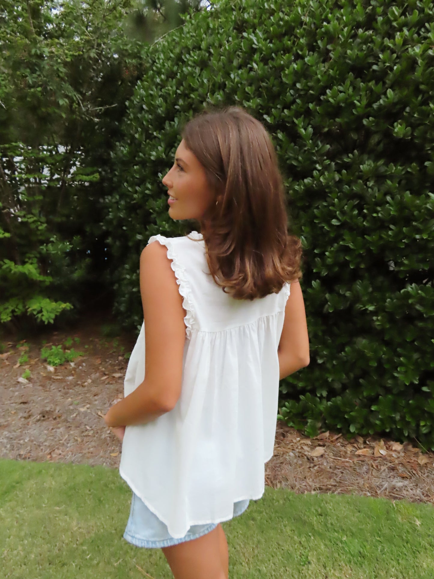 Garden Party Ruffle Trim Top