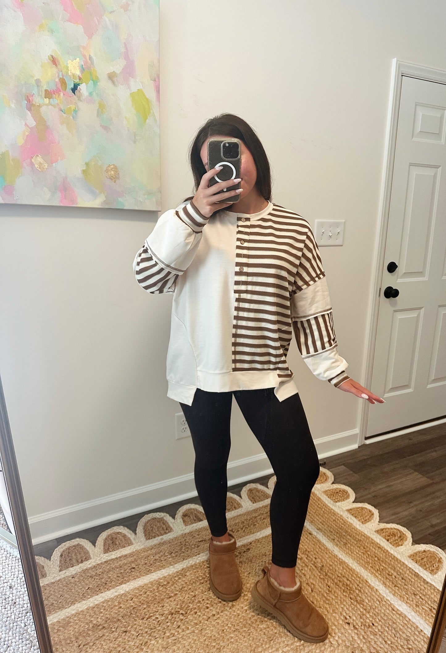 Mocha Color Block Top