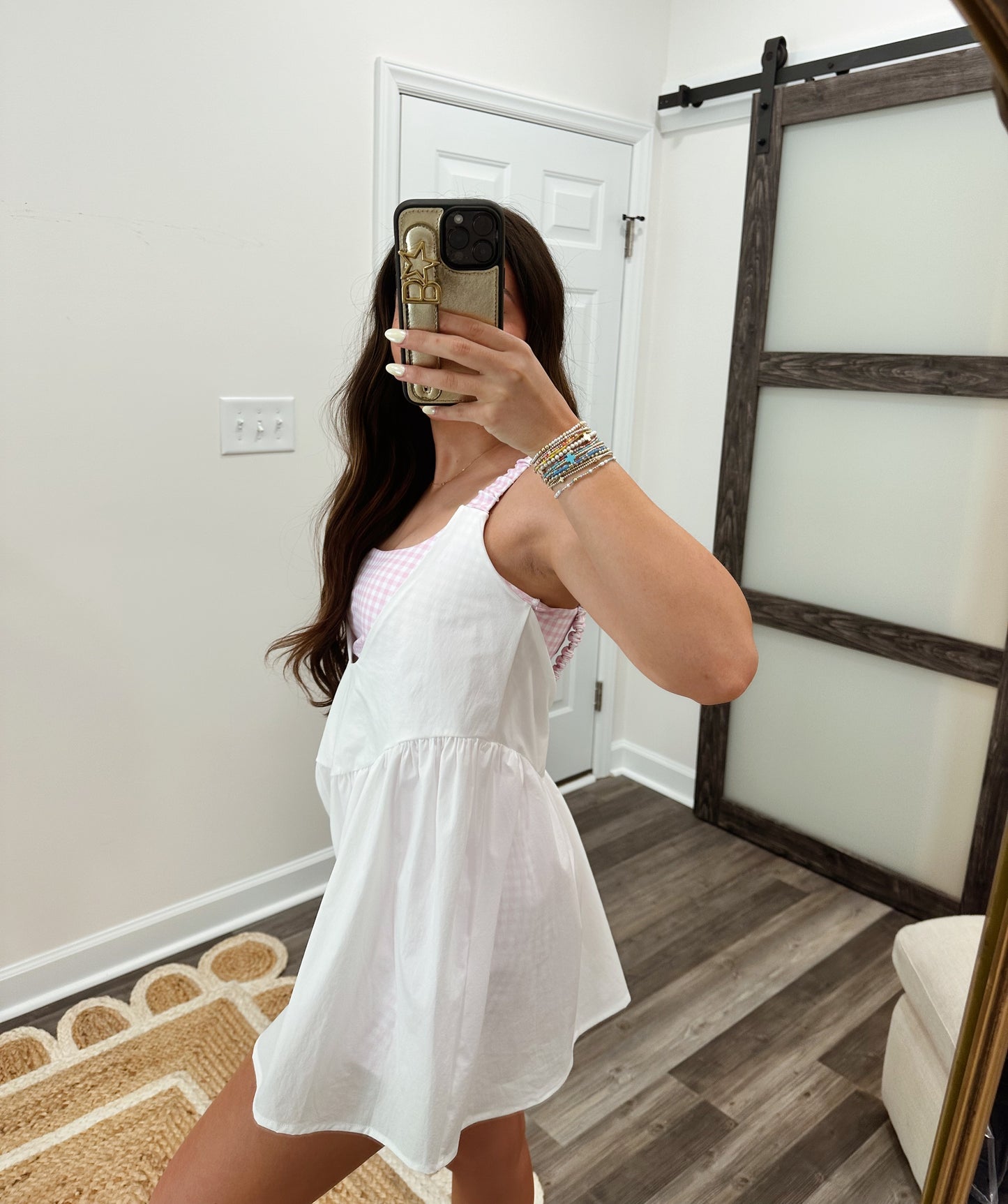 Pink Gingham Double Layered Active Dress