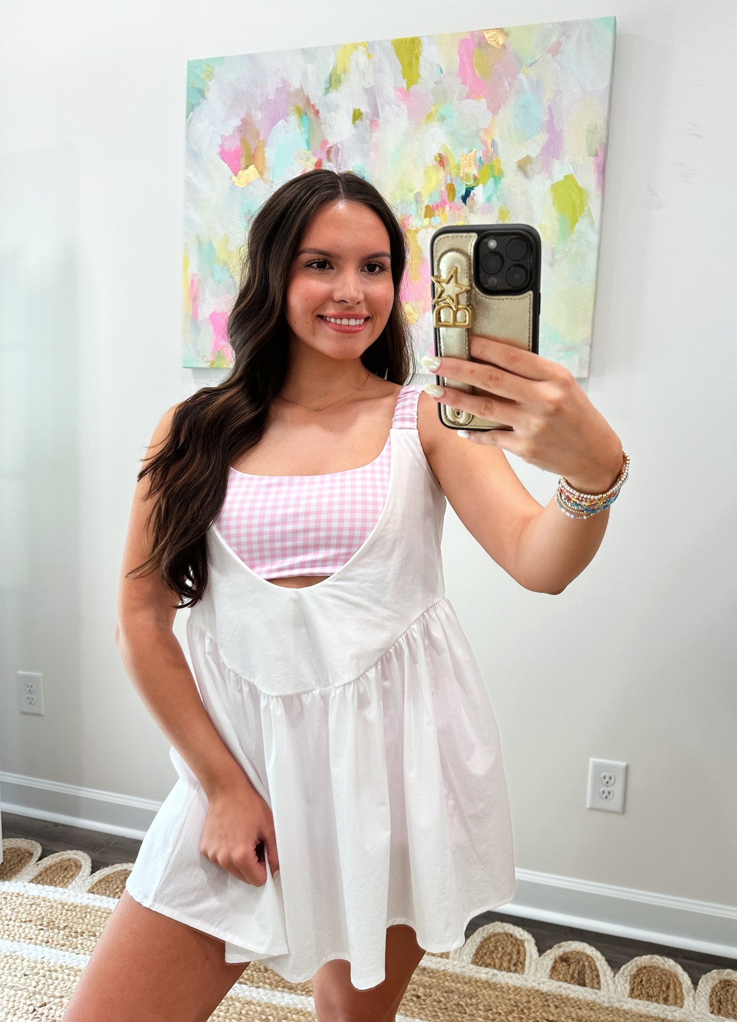 Pink Gingham Double Layered Active Dress