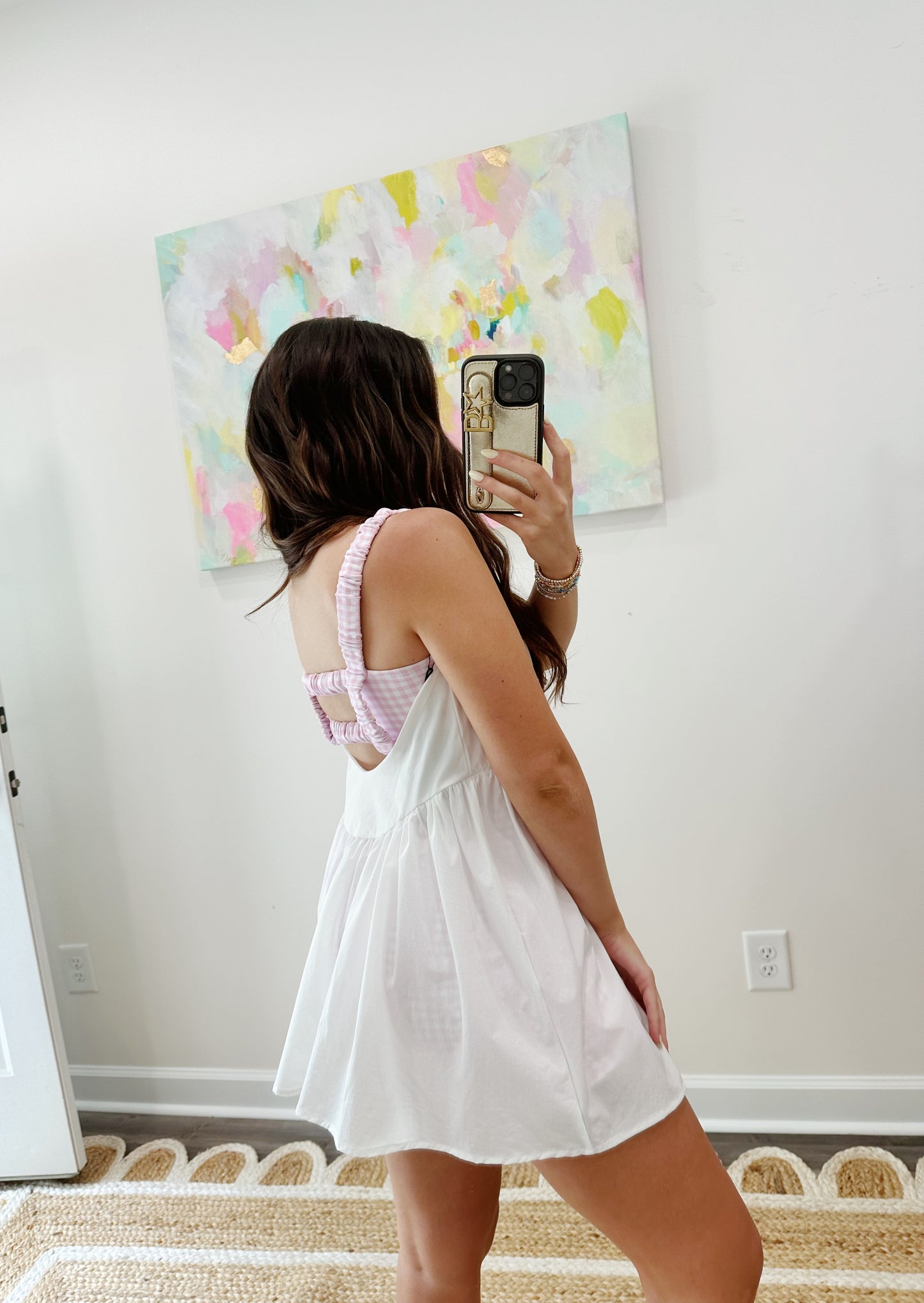 Pink Gingham Double Layered Active Dress