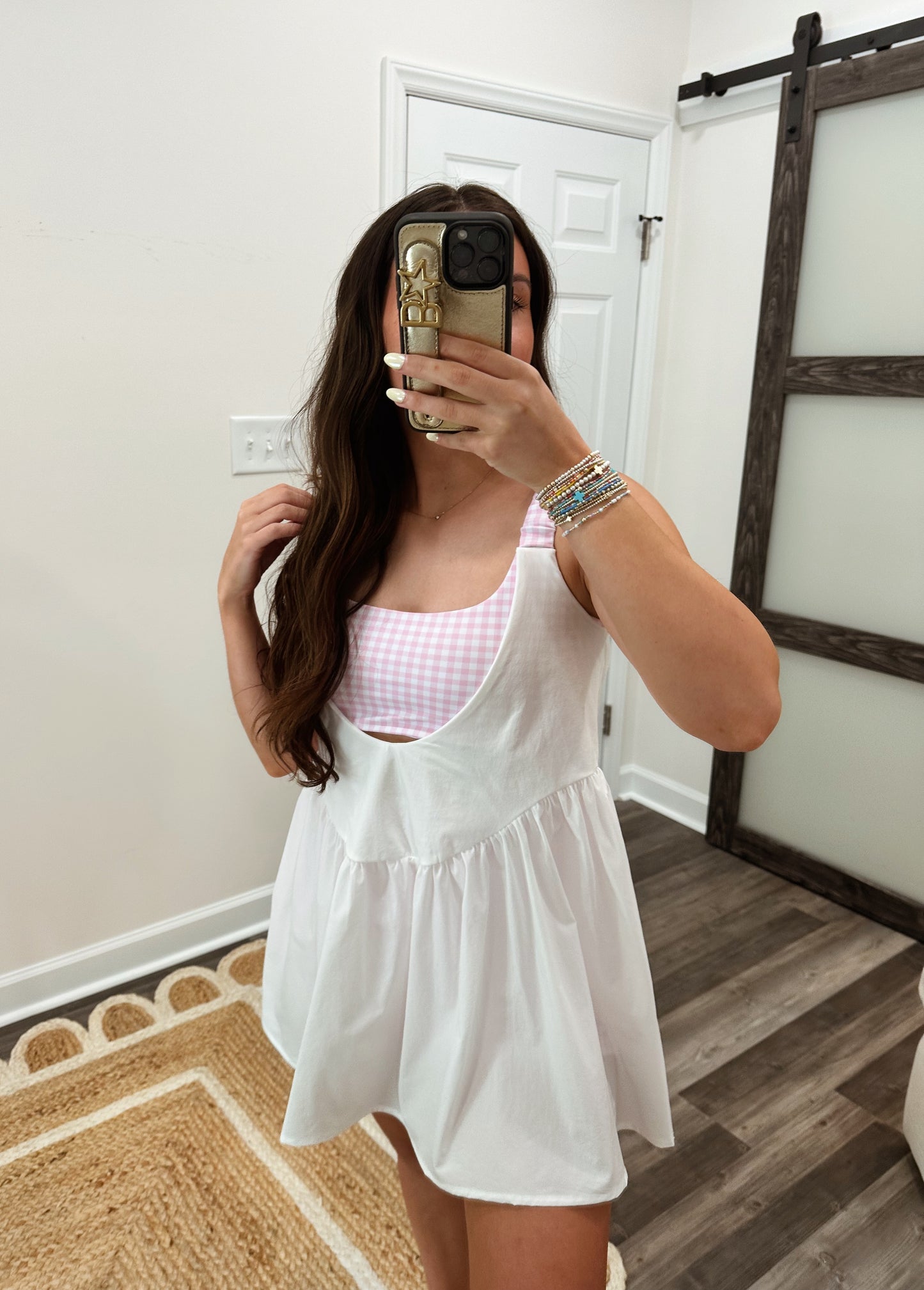 Pink Gingham Double Layered Active Dress