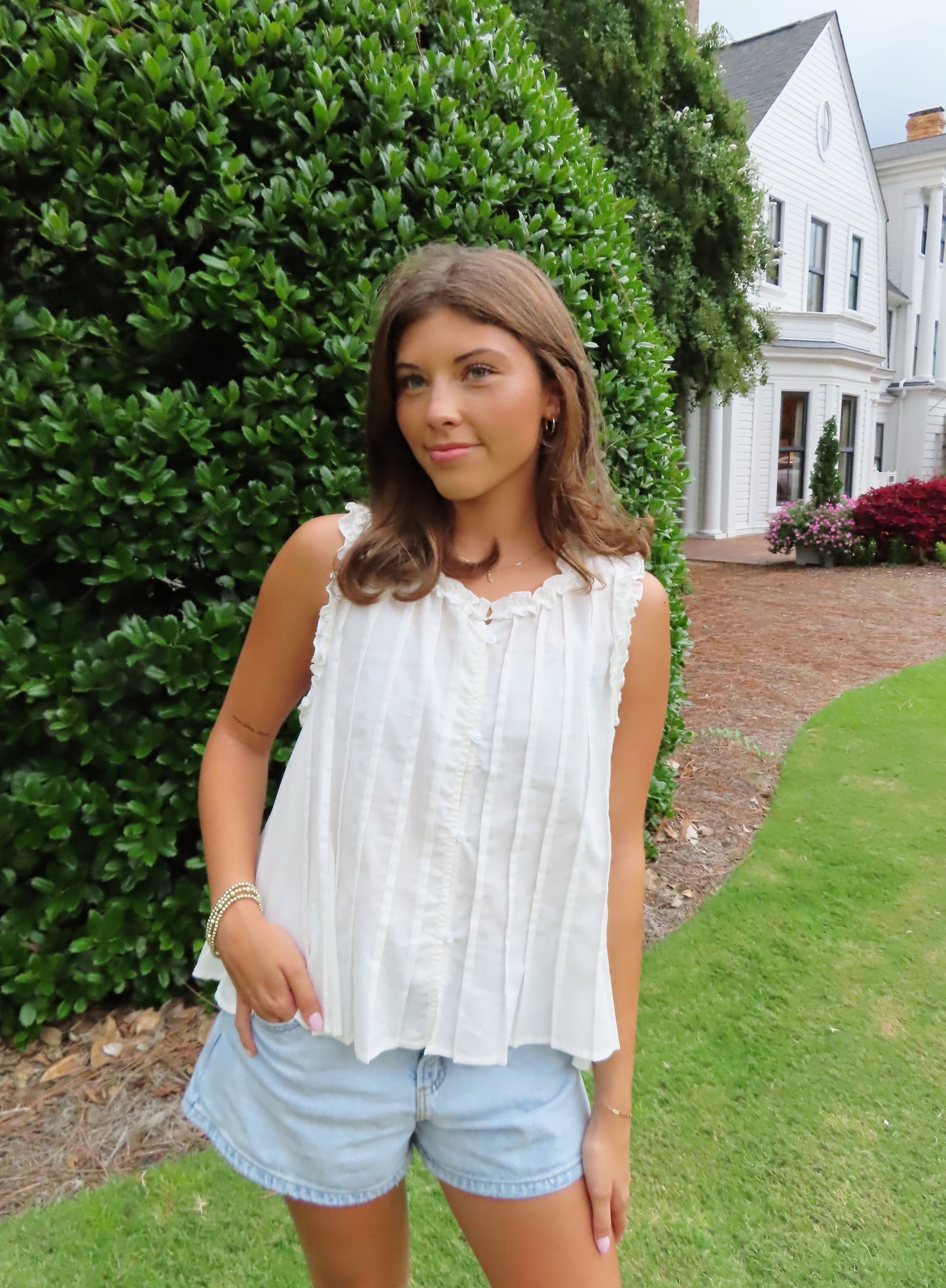 Garden Party Ruffle Trim Top