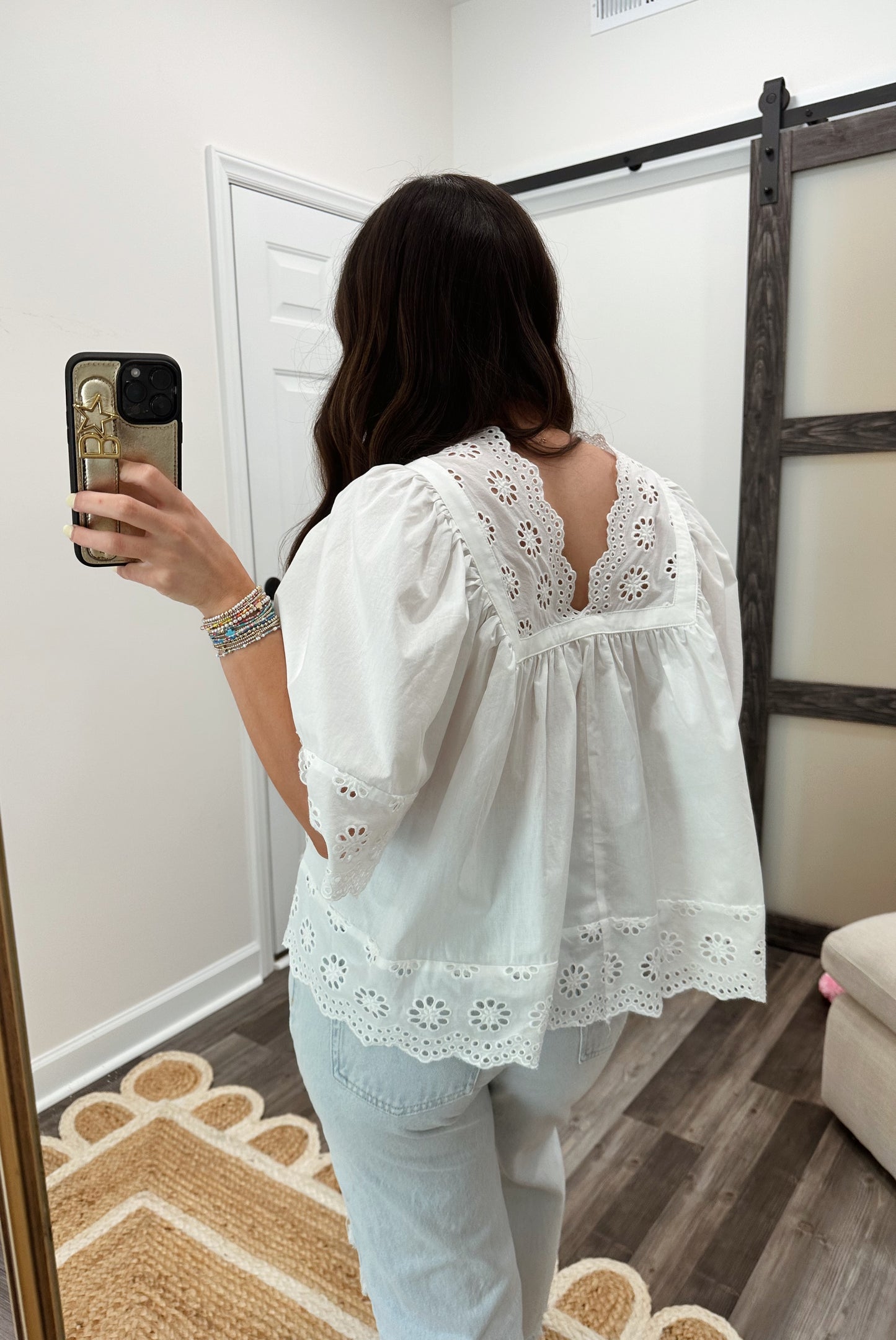 Seaside Scalloped Eyelet Top