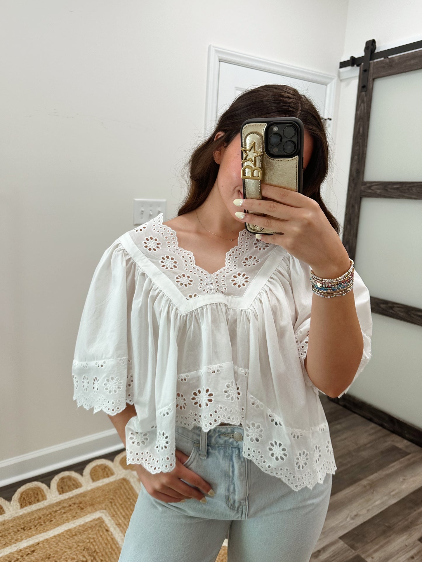 Seaside Scalloped Eyelet Top