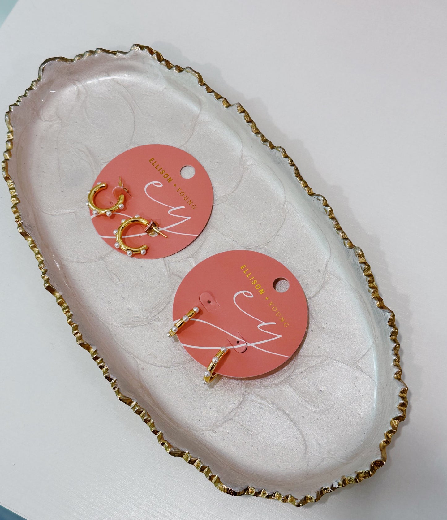 Golden Pearl Hoop Earrings
