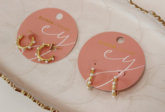 Golden Pearl Hoop Earrings