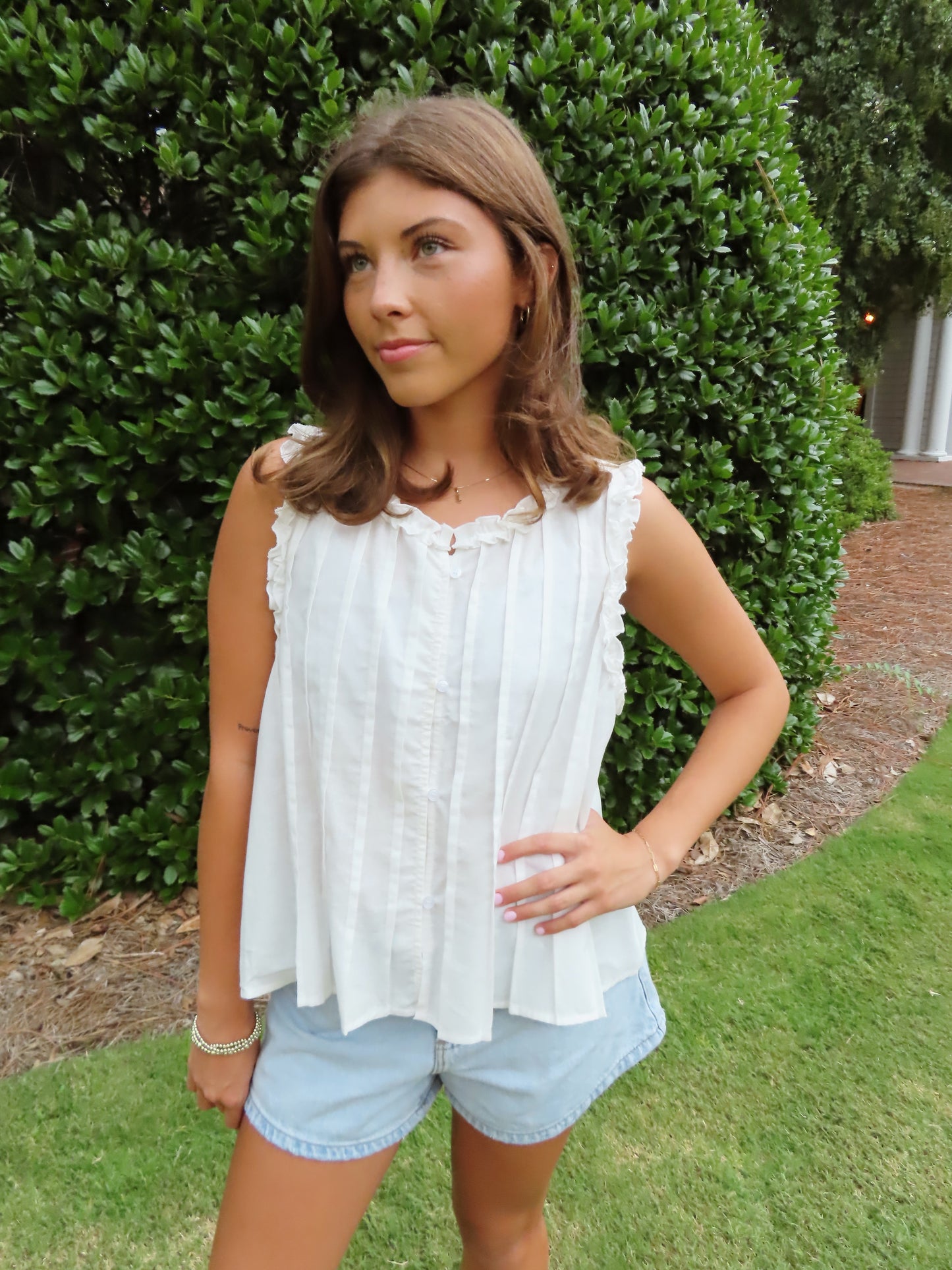 Garden Party Ruffle Trim Top